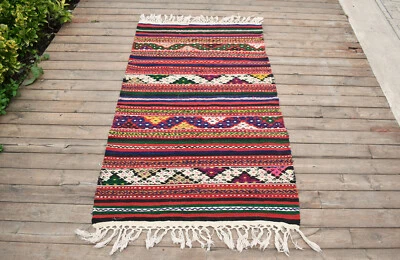 Tapis Turc Kilim 35''x62'' Tissé Main Sivas Cicim Kilim 90x160cm Oriental Rug - Photo 1/4
