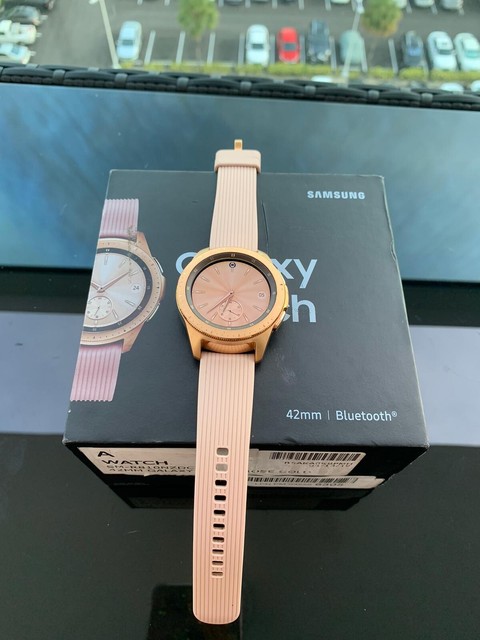 Samsung Galaxy Watch 42mm Rose Gold Stainless Steel Case Pink Classic Buckle - (SM-R810NZDAXAR