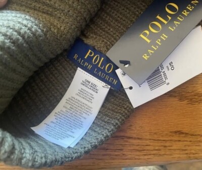 Polo Ralph Lauren Tiger Multi Patch Beanie Hat Olive Green NWT - Main Image