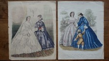 L'ILLUSTRATEUR DES DAMES-GRAVURES COULEUR MODES ORIGINALES FIN XIXEME - LOT DE 2