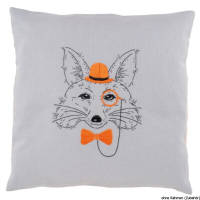 Vervaco Stickkissen mit Kissenrücken ''Fuchs mit Melone'', Stickbild vorgezeichnet