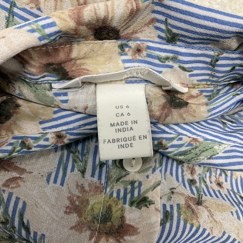 H&M Damen ärmellose transparente gestreifte Blumendruck Knopfleiste Tank Bluse Größe 6 - Bild 9 von 11