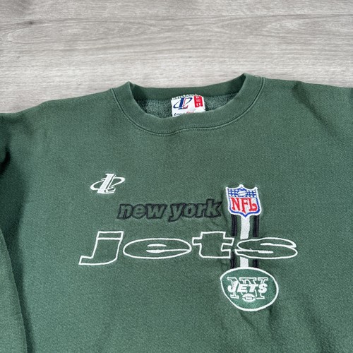 Vintage 90s New York Jets Crewneck Sweatshirt NFL Football Faded Green XL - Picture 7 of 8