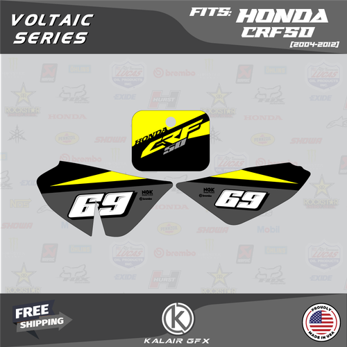Kit de gráficos para Honda CRF50 (2004-2012) o (2013+) Voltaic - AMARILLO - Imagen 2 de 6