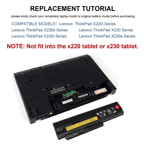 NEW Laptop Battery For Lenovo ThinkPad X230 X230i X230s X220 X220i X220s 4400mAh - Picture 9 of 13