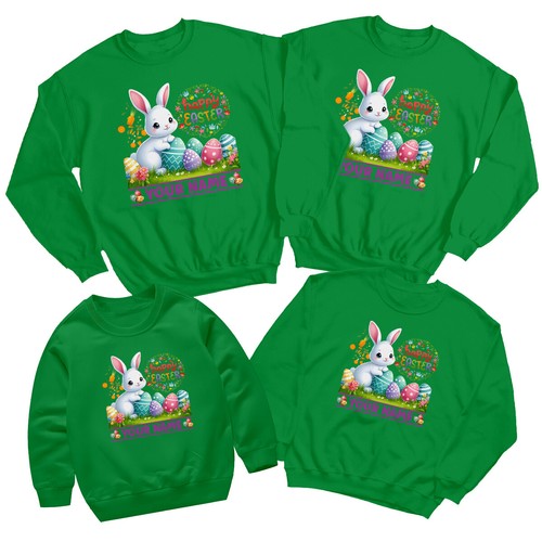 Personalised Family Bunny Happy Easter Sweatshirt Jumper Matching Outfit 2#ED - Picture 16 of 27