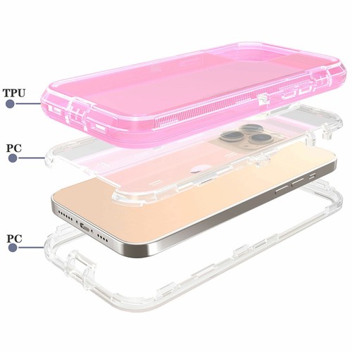 For iPhone 16 15 14 13 Pro Max 12 3in1 Clear Shockproof Bumper Phone Case Cover - Zdjęcie 36 z 36