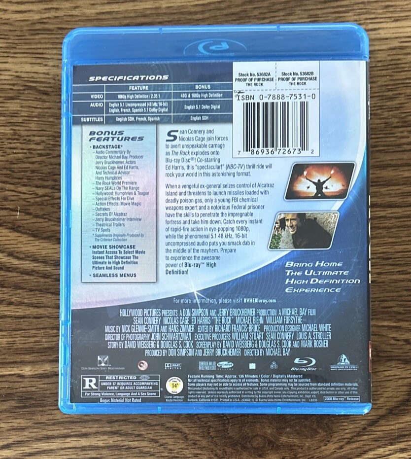 THE ROCK Blu-Ray 1996 Classic 90's Action Michael Bay
