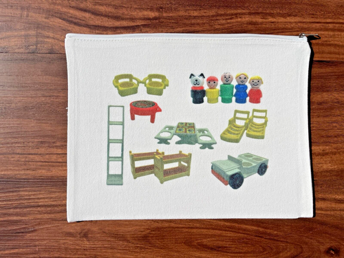 Vintage Fisher Price Little People 990 A FRAME ZIPPER CANVAS STORAGE BAG Tote - Picture 3 of 3