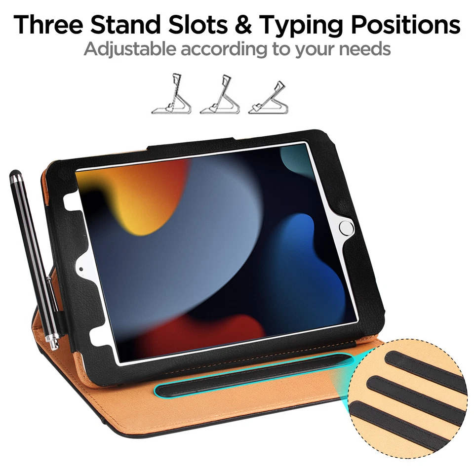 Funda de cuero con soporte para iPad 9ª 8ª 7ª generación 10,2" con protector de pantalla Foto 4 de 4