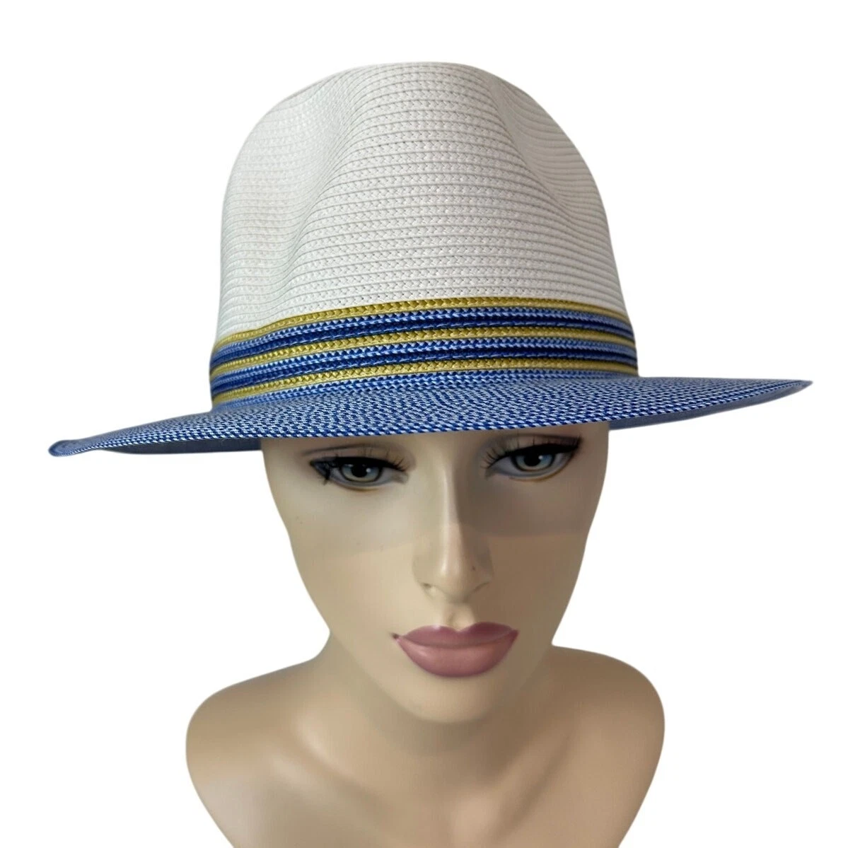 Bel Cappelli Women's Straw Fedora Sun Hat 2 1/4 Brim Adjustable Packable