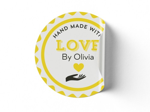 Handmade With Love Stickers Made Wiht Love Thank You Packaging Sticker With Name - Picture 4 of 13