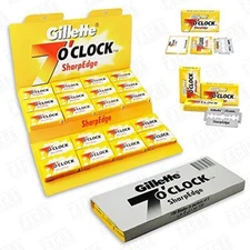 Gillette 7 O Clock 100 Double Edge Safety Razor Blades Made In Russia Sharp Edge