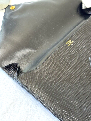 HERMES Nilocotus Black Lizard Square Small Clutch Purse or Document Holder - Picture 4 of 11