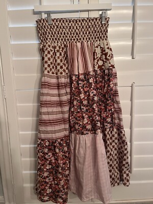 UNIVERSAL THREAD Skirt Multicolor Floral Patchwork Boho Smock Waist Medium