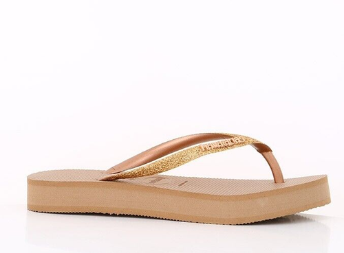 NEW HAVAIANAS 'Slim Sparkle' Flatform Flip Flops Size 11 EUR 43 Rose Gold - Picture 2 of 6