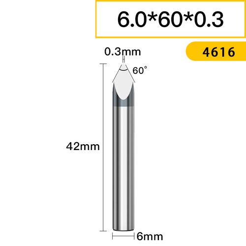 6mm Shank Tungsten Steel Triangular Engraving Bits 20-90 Degree 0.1mm - 0.3mm - Picture 17 of 24