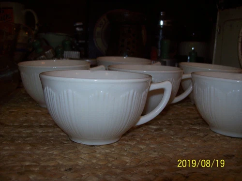 SET OF 6 VINTAGE WHITE  MILK GLASS COFFEE CUPS~U.S.A.