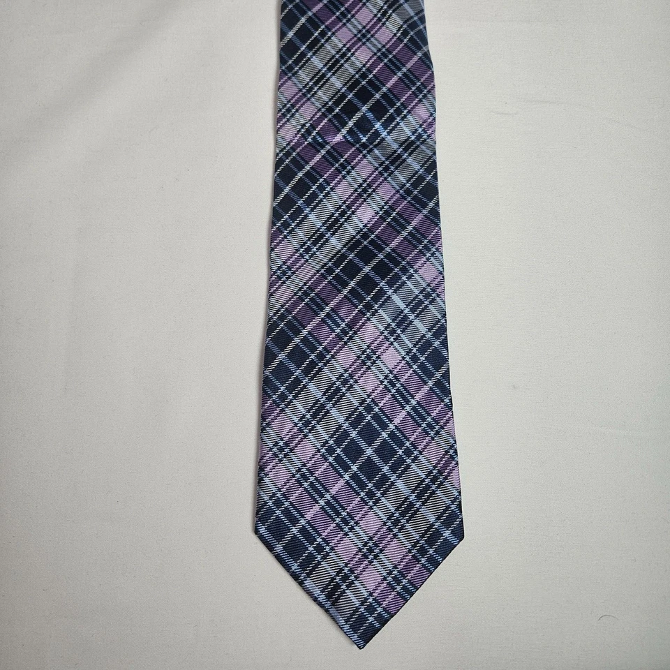 Corbata Birmania Bibas 100 % seda para hombre geométrica púrpura 3,25" x 63" extra larga Foto 3 de 4