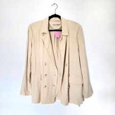 Free People Blazer Womens Small Beige Linen Notch Collar Formal Business Jacket