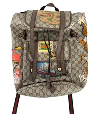 Gucci Auth Courrier GG Monogram Supreme Brown Canvas Backpack Bag AS IS