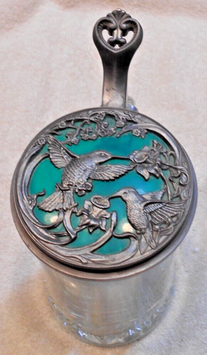 Decorative Glass Stein with a Green Hummingbird on Top - Picture 4 of 5
