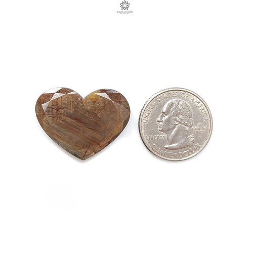 Natural Golden Chocolate Sapphire Gemstone Faceted Cut Heart, Fancy Shape 1pc - Picture 5 of 9