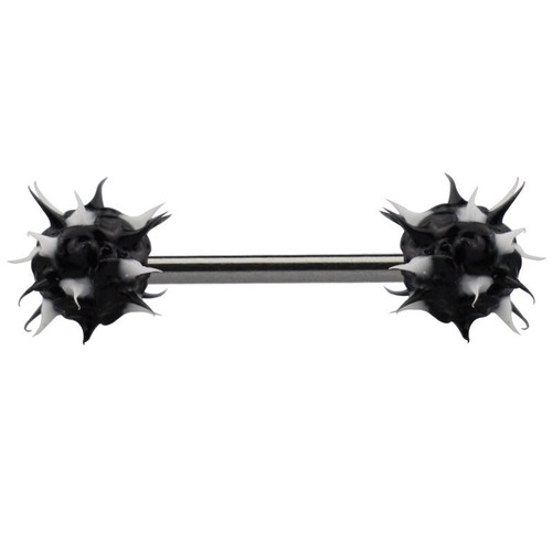 2Pcs 14G 9/16Inch Silicone Soft Spike Ball Nipple Tongue Shield Ring Barbell - Picture 3 of 10