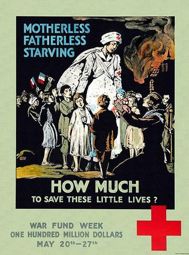 How Much To Save Little Lives - Rotes Kreuz - 1918 - Propagandamagnet Erster Weltkrieg - Bild 1 von 2
