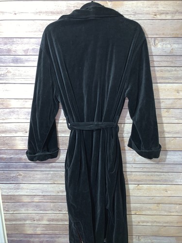 VIntage Victoria’s Secret Plush Black Velour Robe Bathrobe Flannel Lined XS/S - Picture 5 of 6