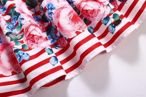 Toddler Baby Girls Spring Summer Dress Valentine's Day Striped Dress w/ Headband - Picture 11 of 12