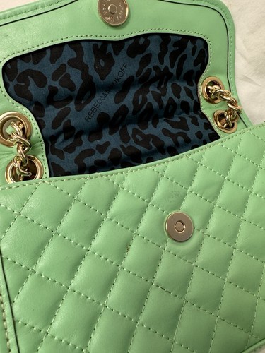 Rebecca Minkoff - Green “Mini Affair” Quilted Handbag, Gold Chain Strap L@@K!! - Picture 7 of 9