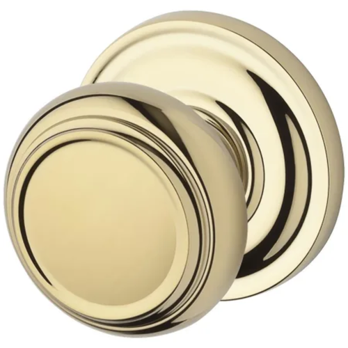 Baldwin PSTRATRR003 Traditional Passage Door Knob with Round Rose, Polished Bras