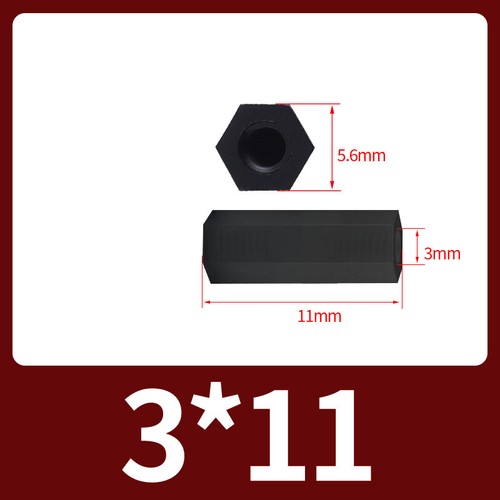Distanziale esagonale in plastica nylon nero montante viti femmina M2 M2,5 M3 M4 M5 M6 - Foto 38 di 109
