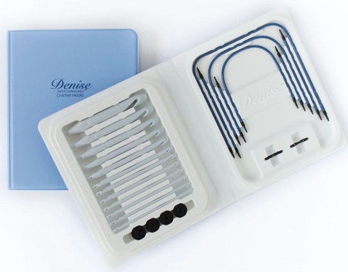 Denise Interchangeable Afghan/Tunisian Crochet Hook Set - Blue/Grey Set of 12 - Picture 2 of 2