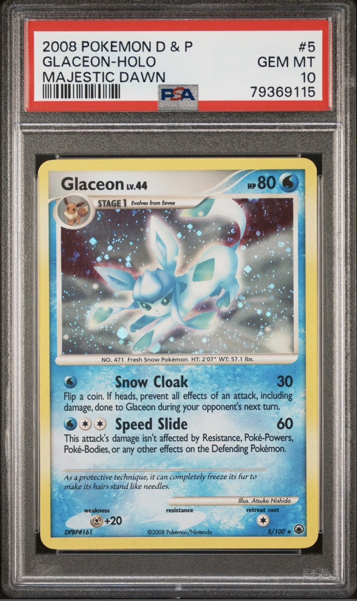 2008 Pokémon D & P Glaceon Holo #5 - Majestic Dawn PSA 10