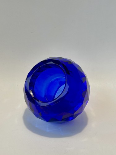 Oleg Cassini Cobalt Blue Crystal Votive Candle Holder, Signed - Picture 10 of 21