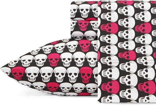 Effortless Care Full Sheets: Vibrant Skulls Design, Deep Pocket Fitted Sheet - Picture 2 of 8
