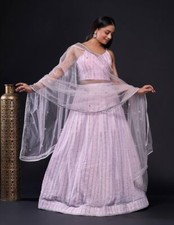 New Indian Party Lehenga Wedding Bridal Bollywood Georgette Lilac Lengha Choli