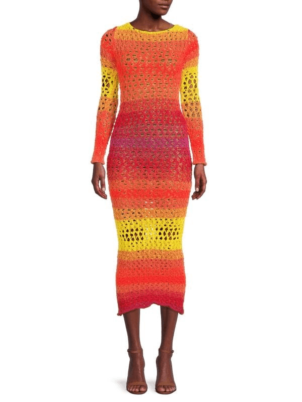 knee length dresses for ladies Gradient One-Shoulder Midi Dress Pink/Multi / S main image 0