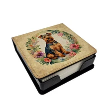Welsh Terrier and Flowers PU Leather Note Paper Holder DAC2211NT4