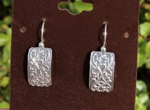 Sipada Sterling Silver Signature Scroll Oxidized Hook Dangle Earrings 925