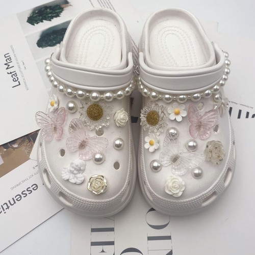1set Vintage Butterfly Flower Pearl Croc Shoes Charms Jibbitz Decor Girls Gift - Picture 19 of 21