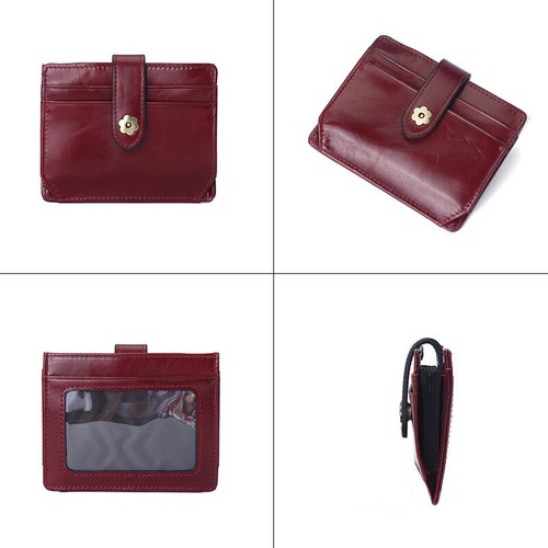 Damen Slim Geldbörse Echt Leder Kartenetui Magnet Multifunktion Portemonnaie - Bild 8 von 16