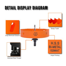 6 Inch Hole Saw with Arbor for Metal Wood and Plastic Cutting, 152Mm Bi-Metal...