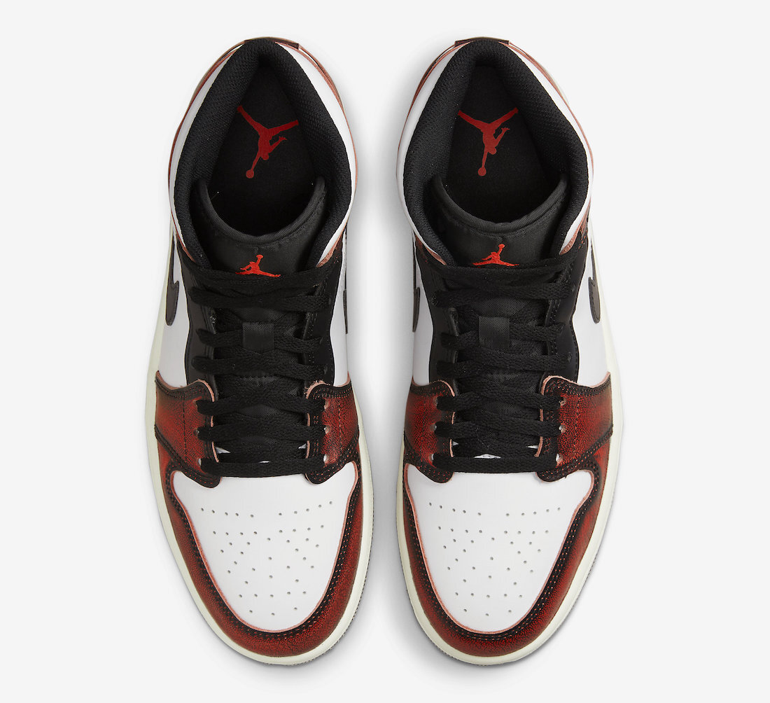 Nike Air Jordan 1 Mid Wear Away Black Infrared Red Sail