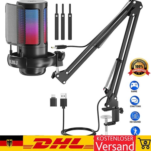 Mikrofon PC Gaming Microphone RGB USB Mikrofone für Streaming Podcast Studio NEU
