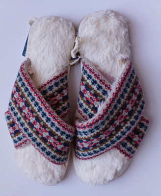 BNWT SIZE 4, 5,6,7 Night Ships Crossover Fairisle Slippers With