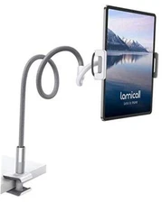 Gooseneck Tablet Holder,  Tablet Stand: Flexible Arm Clip Tablet Mount Gray