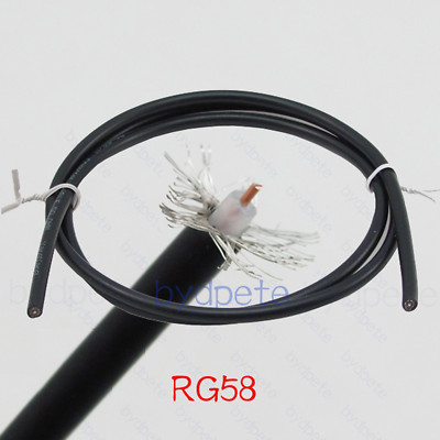 RG58 RG58/U Coaxial Coax Cable 50ohm RF 112pcs Shield Braid 1meter 1M 3feet 3ft
